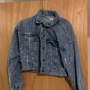 Forever 21 Blue Jean Jacket with Embellishments